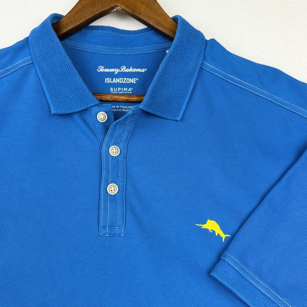 Tommy Bahama IslandZone Men's XL Blue Supima Cotton Performance Golf Polo